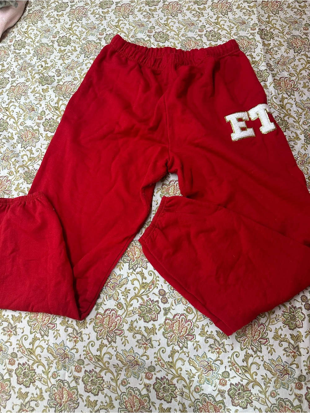 Jerzees Red Jogger Pants with 'ET' Patch